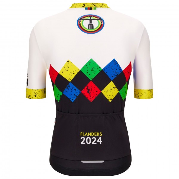 Bekleidung Herren Santini UCI Gravel Weltmeisterschaft trikot Flandern 2024-Schwarz