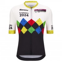 Bekleidung Herren Santini UCI Gravel Weltmeisterschaft trikot Flandern 2024-Schwarz