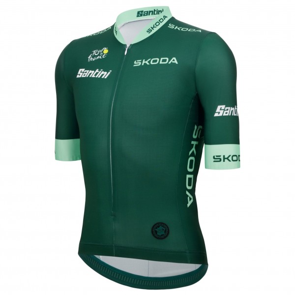 Bekleidung Herren Trikot Santini Grün Tour de France 2025 Offiziell