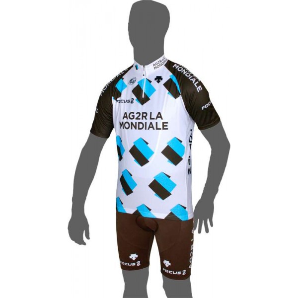AG2R LA MONDIALE 2014 Kurzarmtrikot(kurzer Reißverschluss) Radsport-Profi-Team